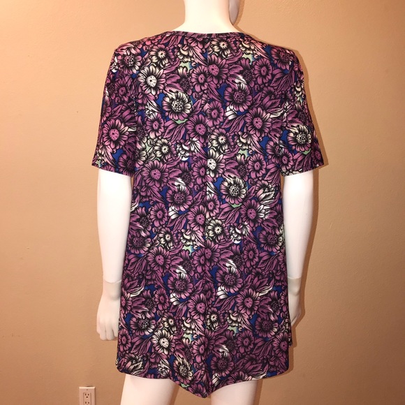 Lularoe Perfect T Tunic Womens Size Small Purple Floral Short Sleeve Relaxed Fit - Picture 3 of 13